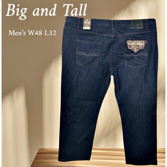 Access Apparel Big Men’s W48 L32 Straight Fit Raw Indigo AP14033X - Picture 1 of 12